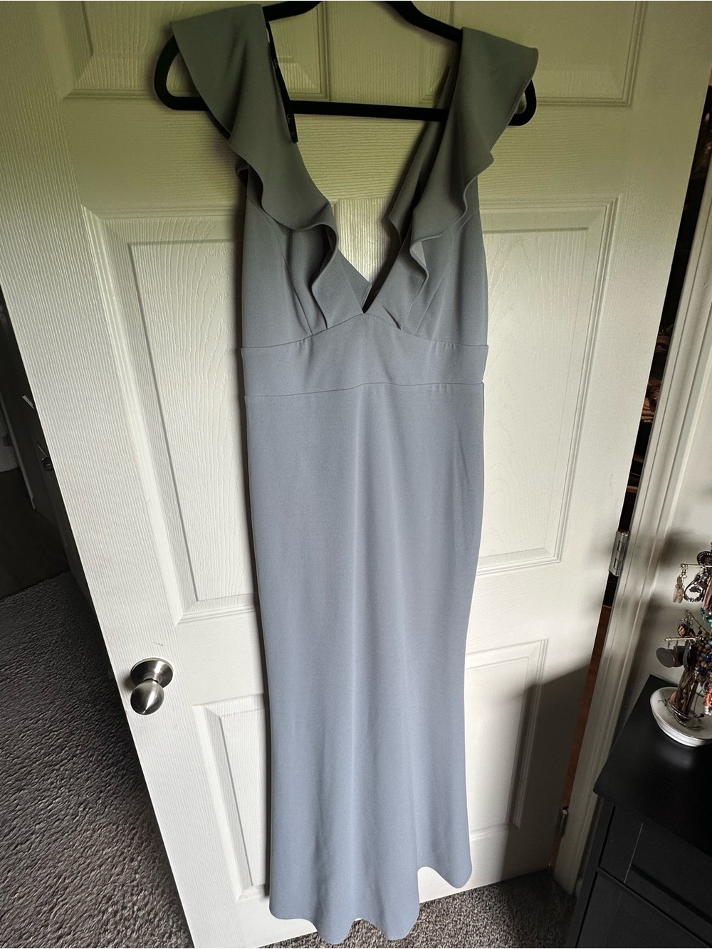 Lulu's Pale Blue V-Neck Wide Leg Jumpsuit